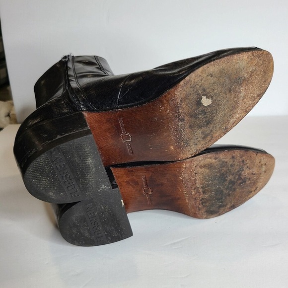 VTG Florsheim Black Leather Duke Boots Round Toe Men's 8.5 E Extra Wide Width - Picture 9 of 11